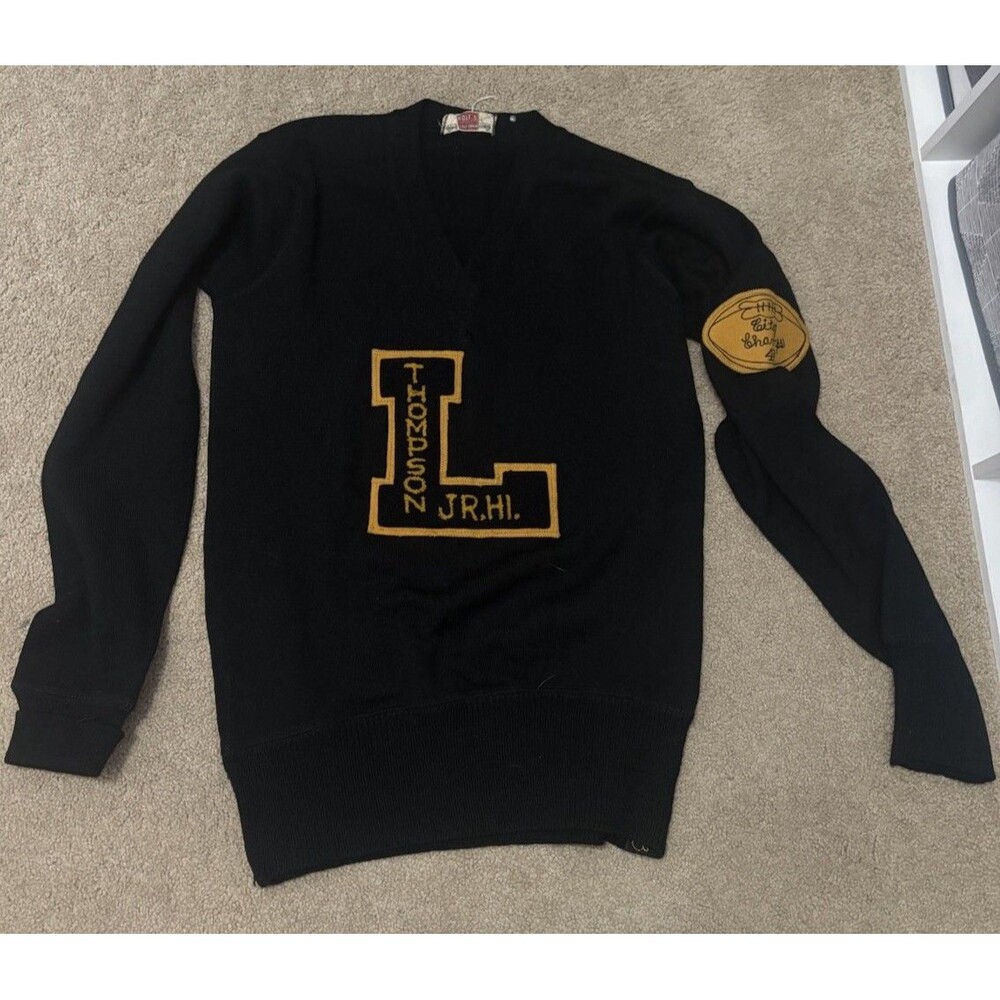 Vintage 40s Thompson Jr High City Champs Football Letterman Jacket